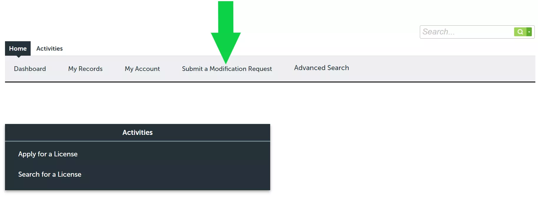 Submit Modification Request Screenshot