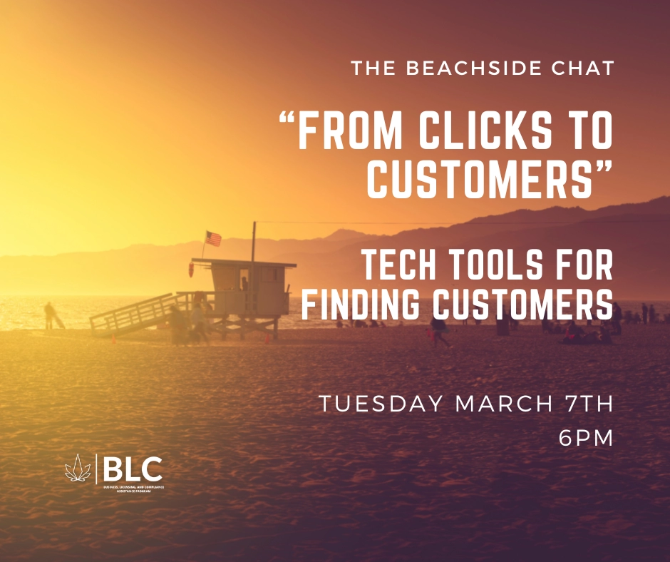 The Beachside Chat "From Clicks to Customers": Tech Tools for Finding Customers. Tuesday March 7th, 6 PM